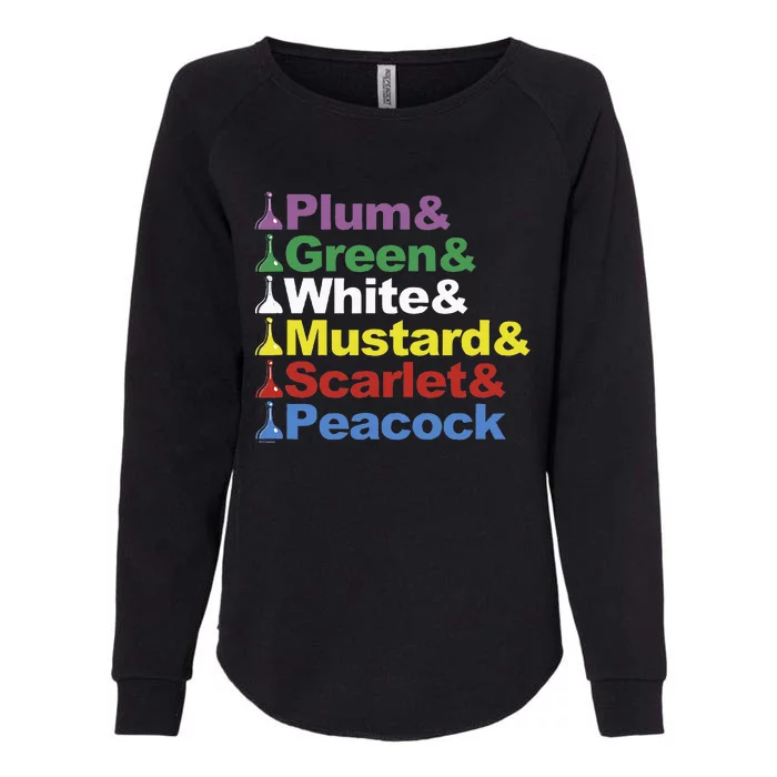 Clue Character Name Stack Game Pieces Big Womens California Wash Sweatshirt