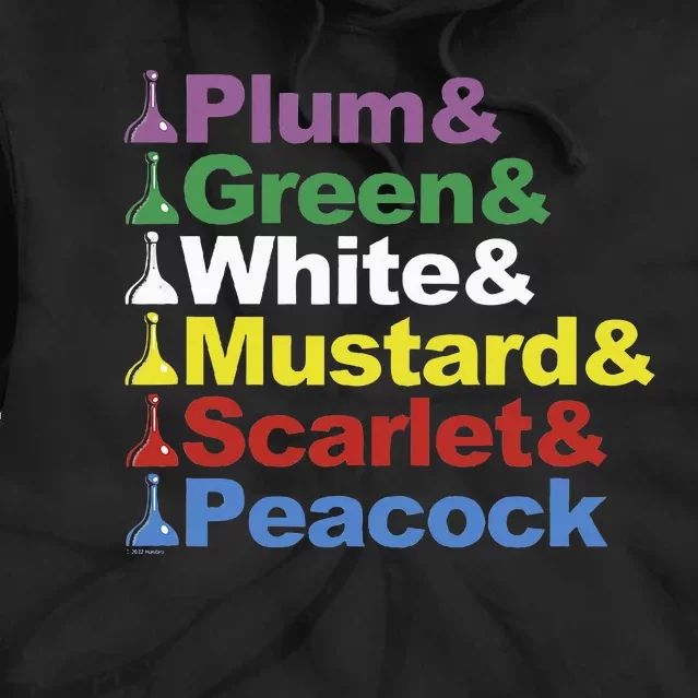 Clue Character Name Stack Game Pieces Big Tie Dye Hoodie