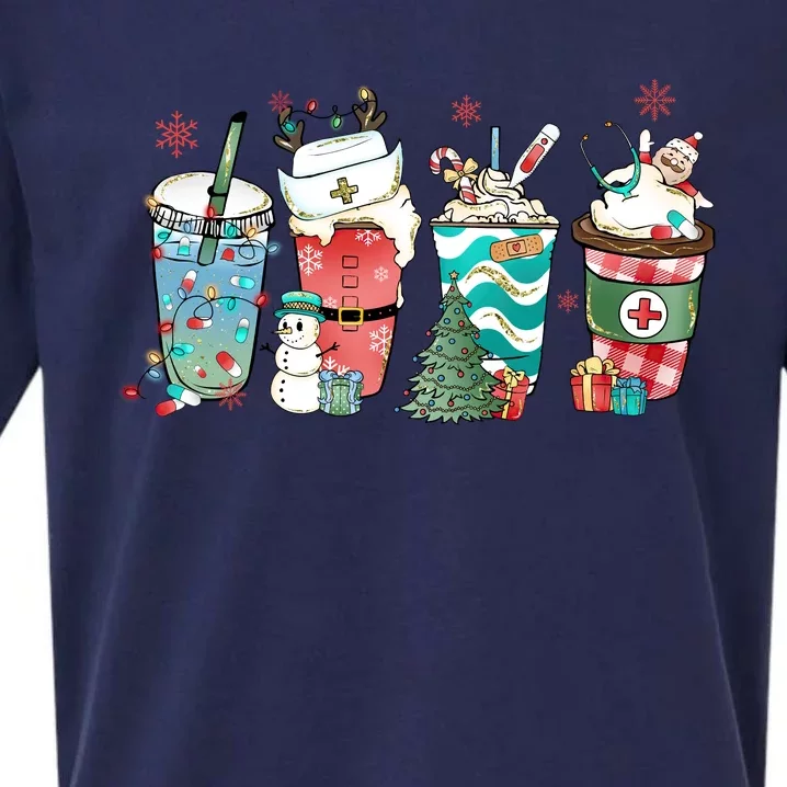 Christmas Coffee Nurse Latte Cozy Winter Xmas Coffee Lover Sueded Cloud Jersey T-Shirt