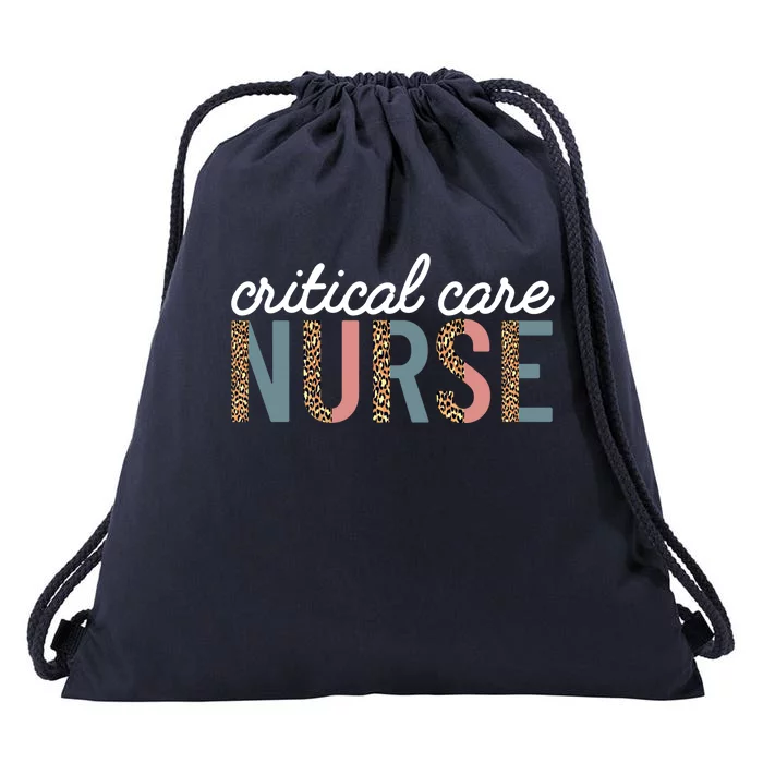 Critical Care Nurse Nursing Icu Rn Leopard Intensive Care Cute Gift Drawstring Bag