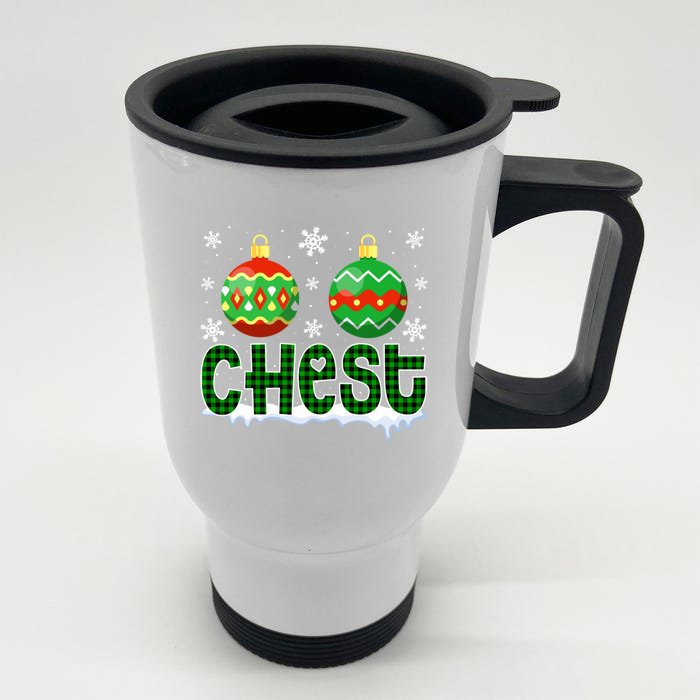 Christmas Chest Nuts Matching Couple Chestnuts Xmas Chest Great Gift Front & Back Stainless Steel Travel Mug