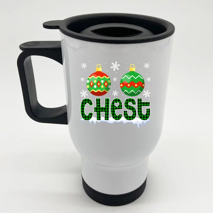 Christmas Chest Nuts Matching Couple Chestnuts Xmas Chest Great Gift Front & Back Stainless Steel Travel Mug