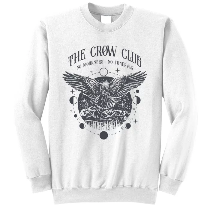 Crow Club No Mourner No Funeral Retro Celestial Bookworm Sweatshirt