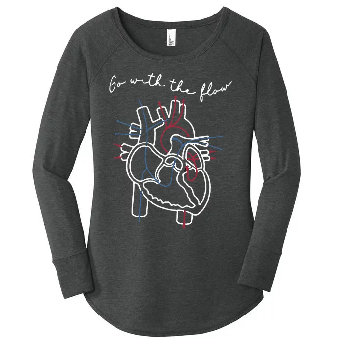 CVICU Cardiac Nurse Anatomy Cardiology Human Heart Flow Women's Perfect Tri Tunic Long Sleeve Shirt