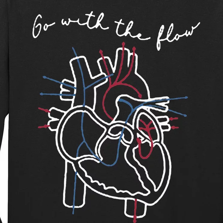 CVICU Cardiac Nurse Anatomy Cardiology Human Heart Flow Tall Long Sleeve T-Shirt