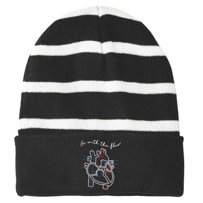 CVICU Cardiac Nurse Anatomy Cardiology Human Heart Flow Striped Beanie with Solid Band