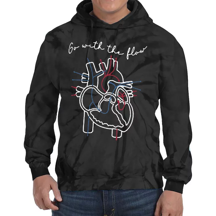 CVICU Cardiac Nurse Anatomy Cardiology Human Heart Flow Tie Dye Hoodie