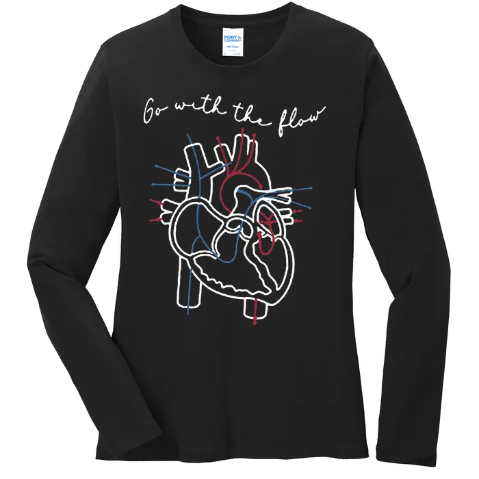 CVICU Cardiac Nurse Anatomy Cardiology Human Heart Flow Ladies Long Sleeve Shirt