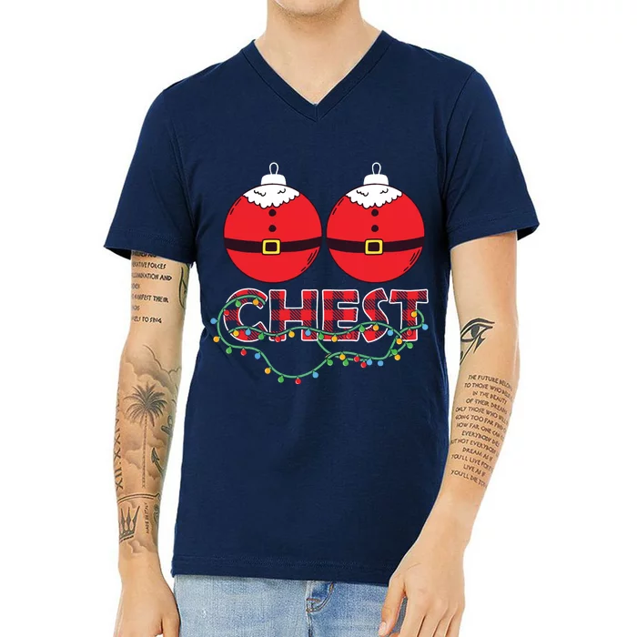 Chestnuts Chest Nuts Christmas Matching Christmas Couples V-Neck T-Shirt