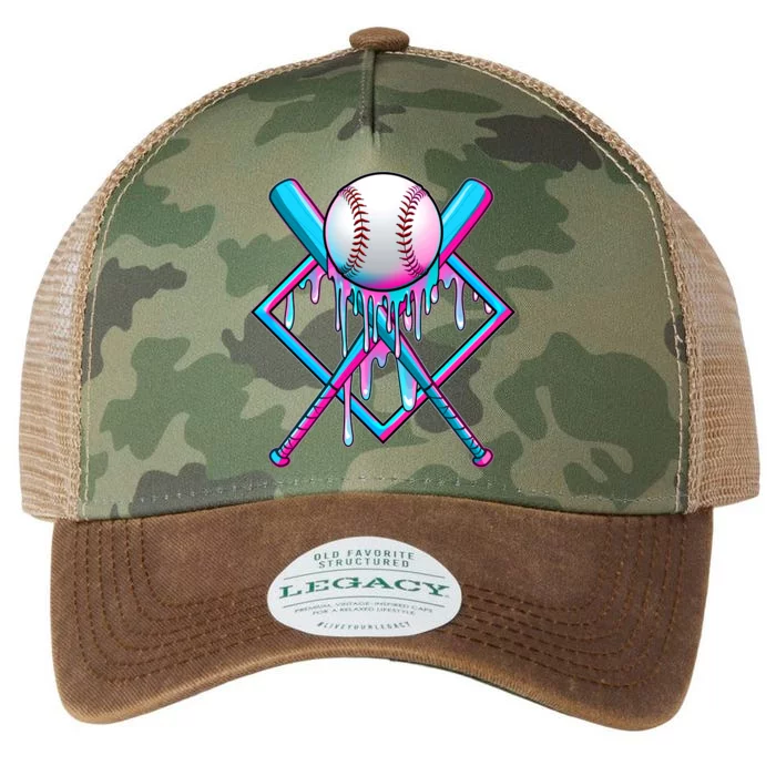 Cool Cute Neon Paint Baseball Bat Ball Diamond Legacy Tie Dye Trucker Hat