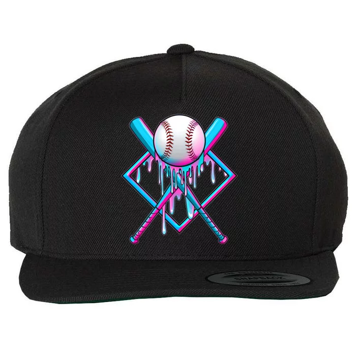 Cool Cute Neon Paint Baseball Bat Ball Diamond Wool Snapback Cap