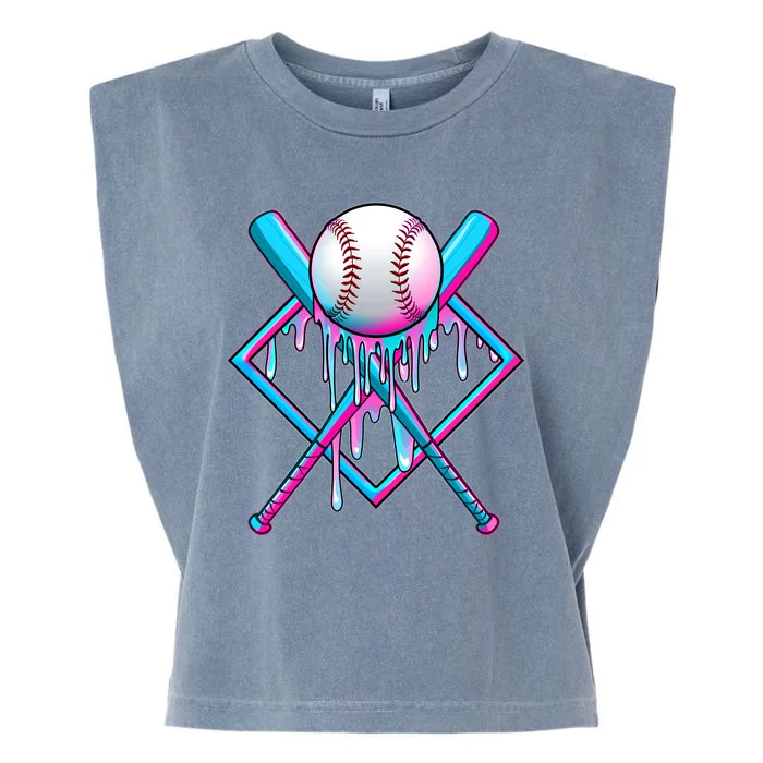 Cool Cute Neon Paint Baseball Bat Ball Diamond Garment-Dyed Women's Muscle Tee