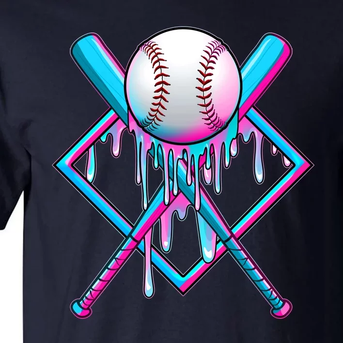 Cool Cute Neon Paint Baseball Bat Ball Diamond Tall T-Shirt