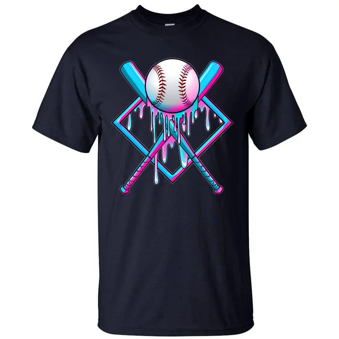 Cool Cute Neon Paint Baseball Bat Ball Diamond Tall T-Shirt