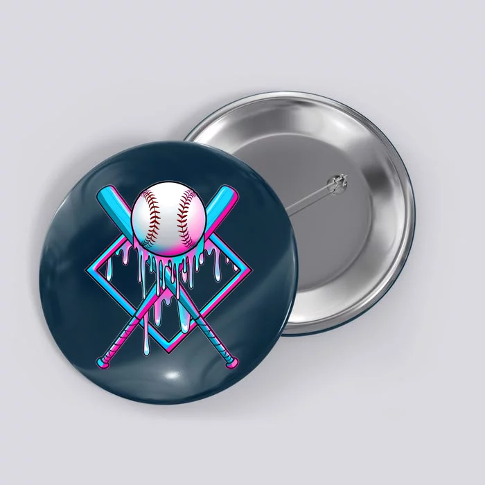 Cool Cute Neon Paint Baseball Bat Ball Diamond Button