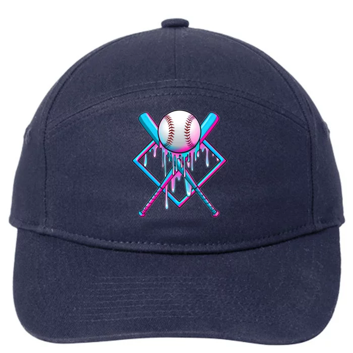 Cool Cute Neon Paint Baseball Bat Ball Diamond 7-Panel Snapback Hat