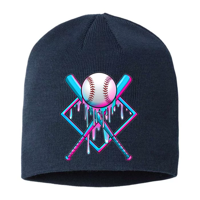 Cool Cute Neon Paint Baseball Bat Ball Diamond 8 1/2in Sustainable Knit Beanie