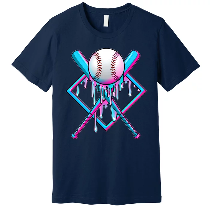 Cool Cute Neon Paint Baseball Bat Ball Diamond Premium T-Shirt