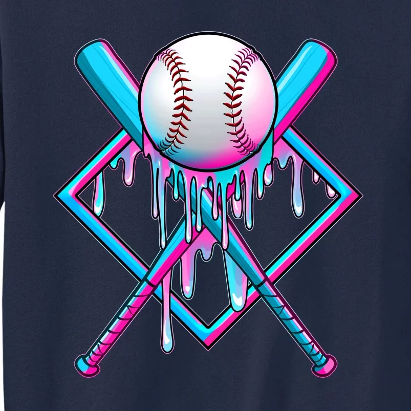 Cool Cute Neon Paint Baseball Bat Ball Diamond Tall Sweatshirt