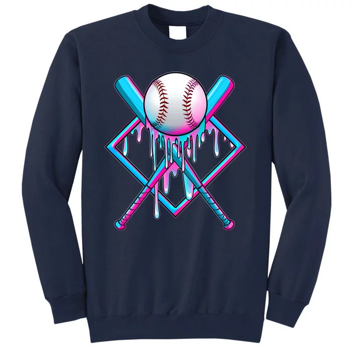 Cool Cute Neon Paint Baseball Bat Ball Diamond Tall Sweatshirt