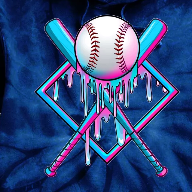 Cool Cute Neon Paint Baseball Bat Ball Diamond Tie Dye Hoodie