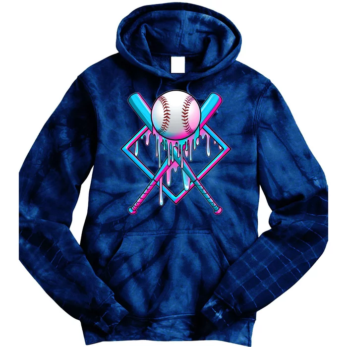 Cool Cute Neon Paint Baseball Bat Ball Diamond Tie Dye Hoodie