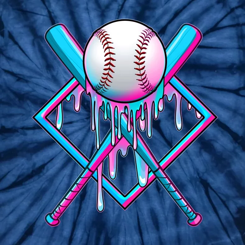 Cool Cute Neon Paint Baseball Bat Ball Diamond Tie-Dye T-Shirt