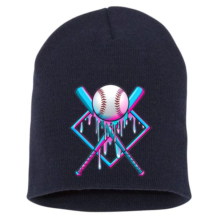 Cool Cute Neon Paint Baseball Bat Ball Diamond Short Acrylic Beanie