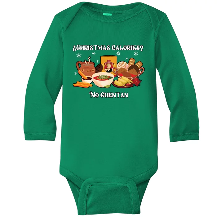 Christmas Calories No Cuentan Spanish Christmas Baby Long Sleeve Bodysuit