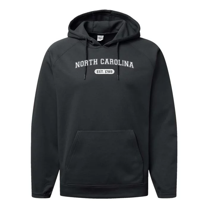 Classic Collegestyle North Carolina 1789 Distressed Performance Fleece Hoodie