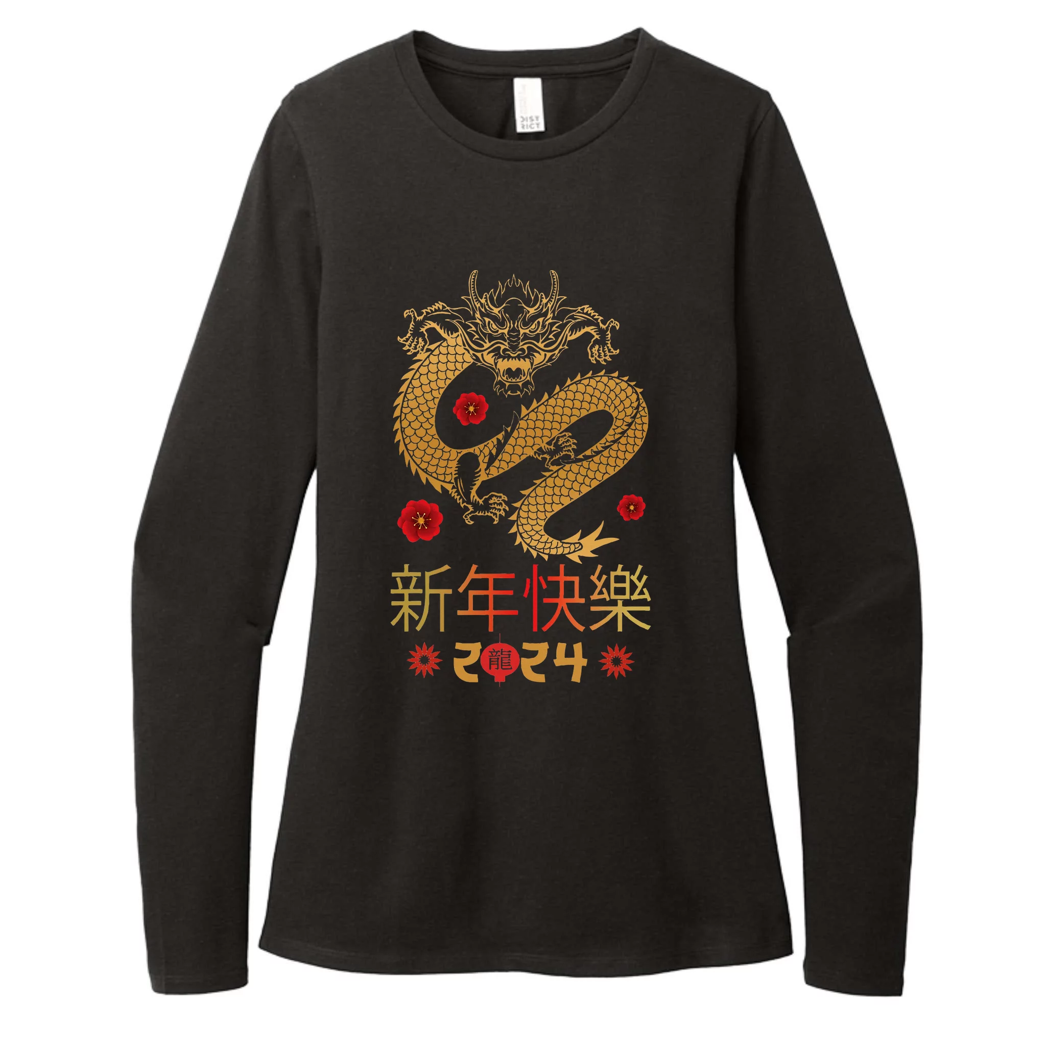 Celebrate Chinese New Year 2024 Year Of The Dragon Womens CVC Long   Ccn4904563 Celebrate Chinese New Year 2024 Year Of The Dragon  Black Dt110 Garment.webp