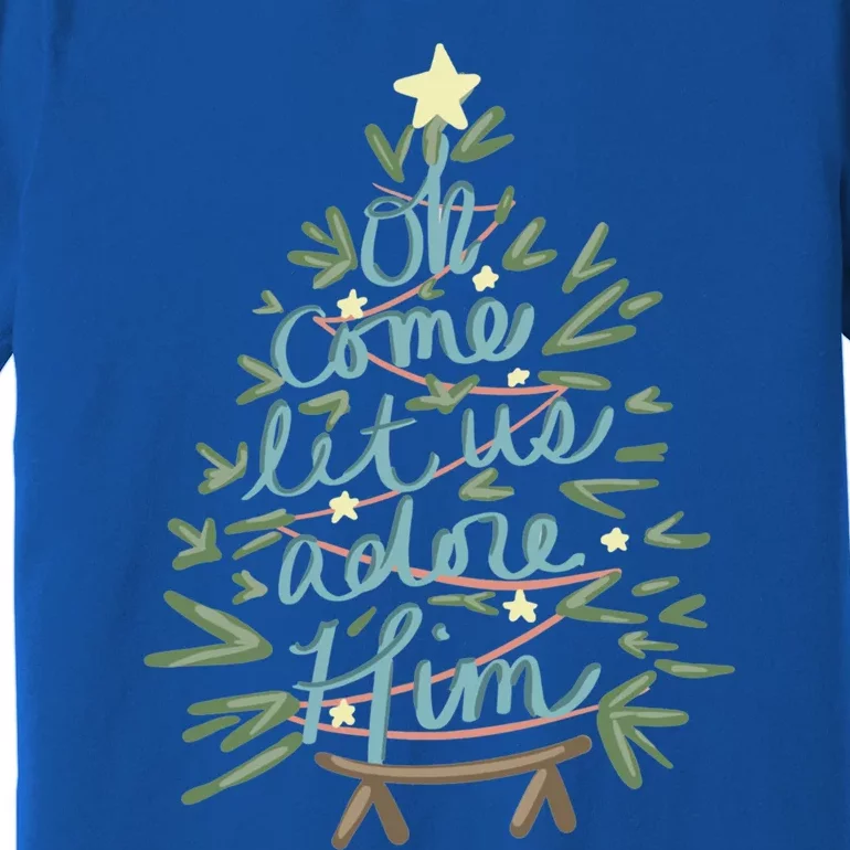 Christian Christ Nativity Christmas Oh Come Let Us Adore Him Great Gift Premium T-Shirt