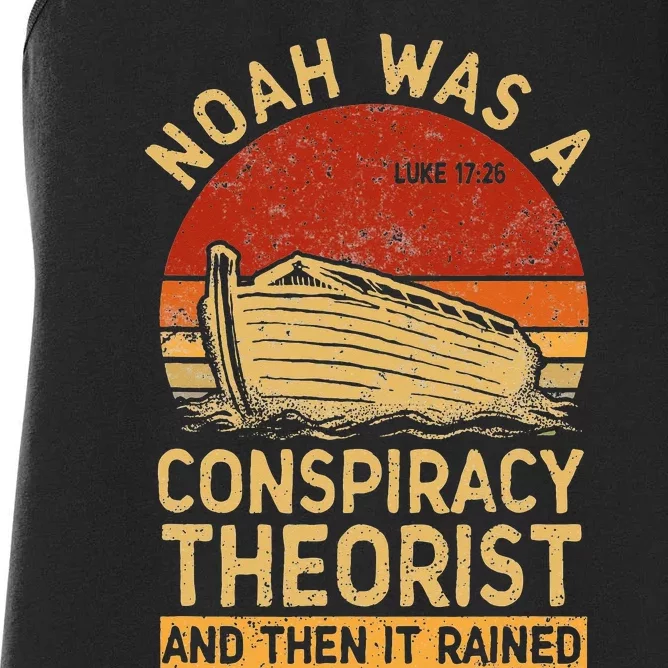 Conservative Christian Noah Was A Conspiracy Theorist Retro Women's Racerback Tank