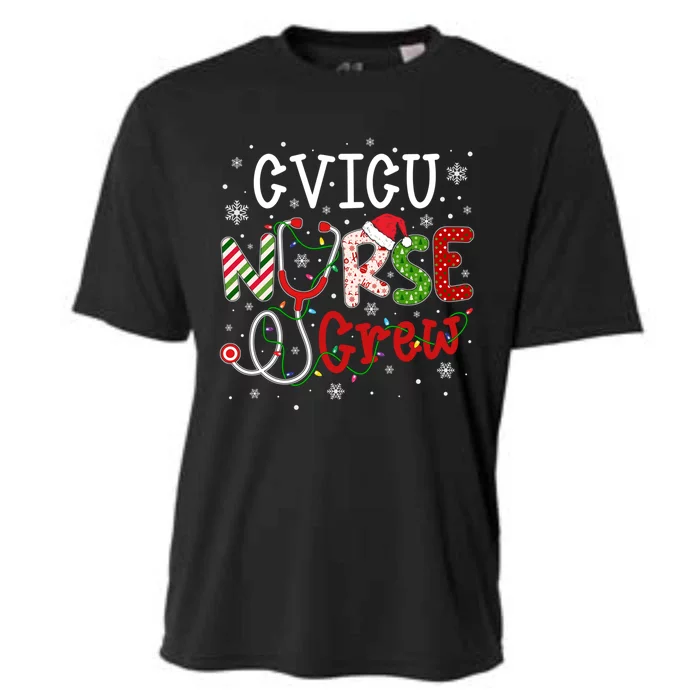 Cvicu Christmas Nurse Crew Funny Nursing Christmas Pattern Gift Cooling Performance Crew T-Shirt