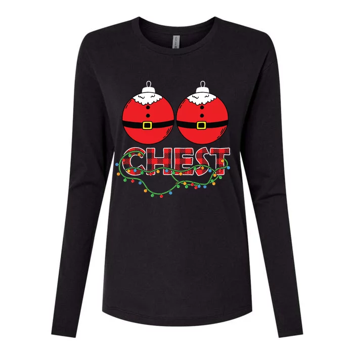 Chestnuts Chest Nuts Christmas Matching Christmas Couples Womens Cotton Relaxed Long Sleeve T-Shirt