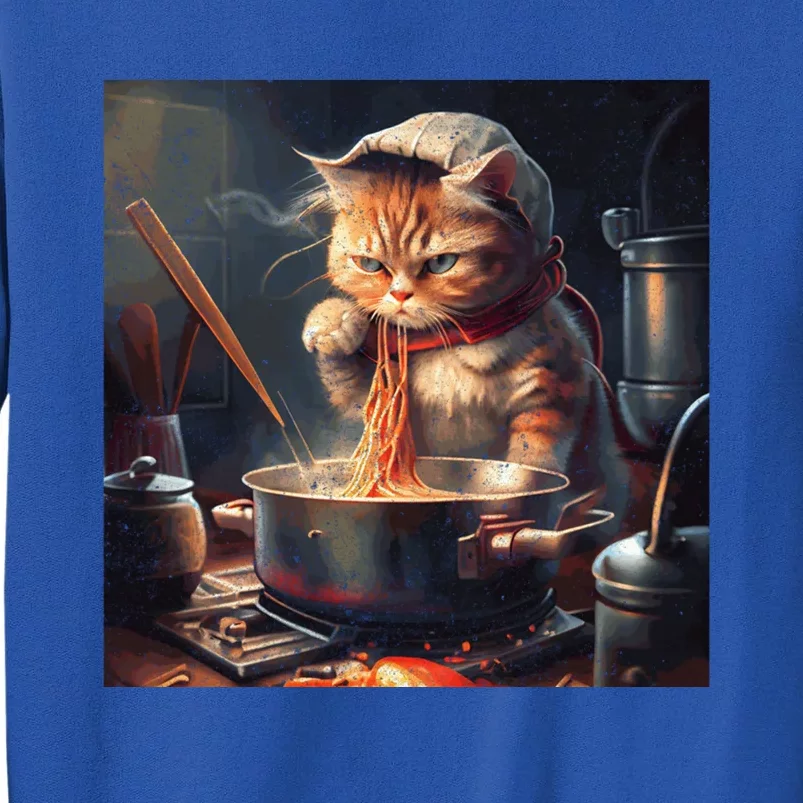 Cat Cooking Noodles Gift Tall Sweatshirt