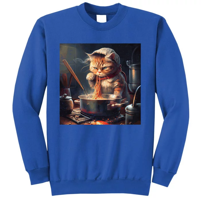 Cat Cooking Noodles Gift Tall Sweatshirt