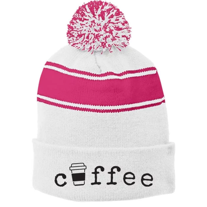 Coffee Cute Novelty Item For Coffee Lovers Stripe Pom Pom Beanie