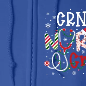 Crna Christmas Nurse Crew Funny Nursing Christmas Pattern Funny Gift Full Zip Hoodie