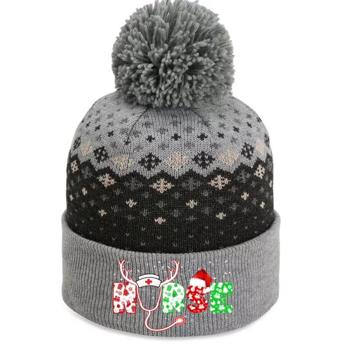 Cute Christmas Nurse Logo The Baniff Cuffed Pom Beanie