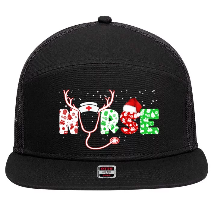 Cute Christmas Nurse Logo 7 Panel Mesh Trucker Snapback Hat