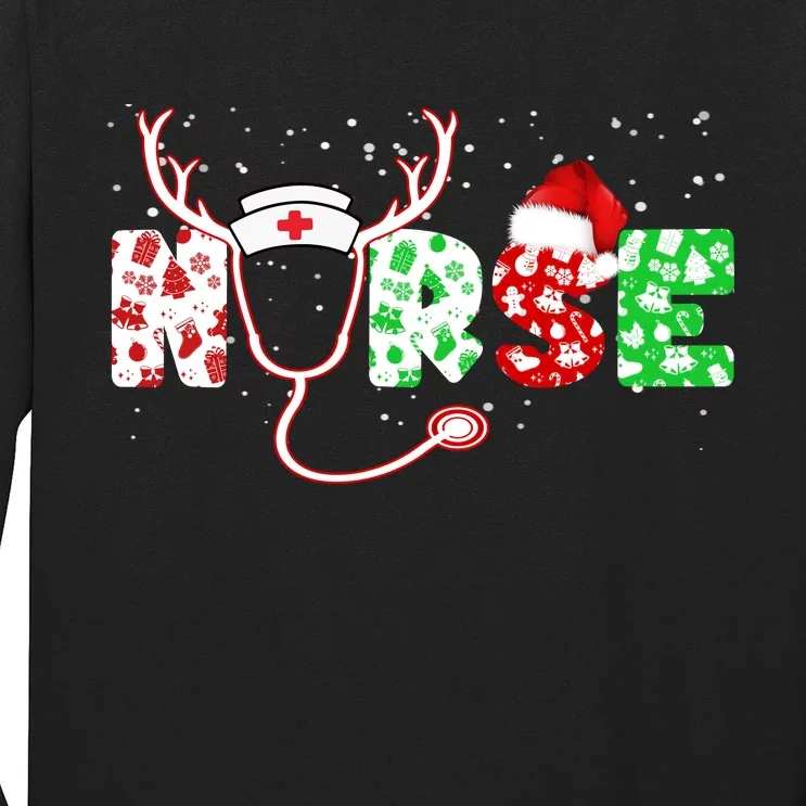 Cute Christmas Nurse Logo Long Sleeve Shirt