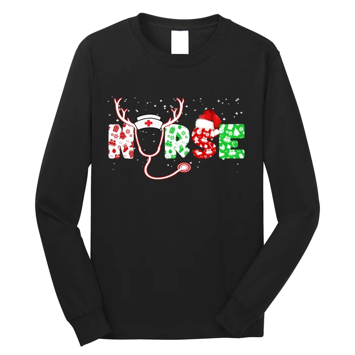 Cute Christmas Nurse Logo Long Sleeve Shirt