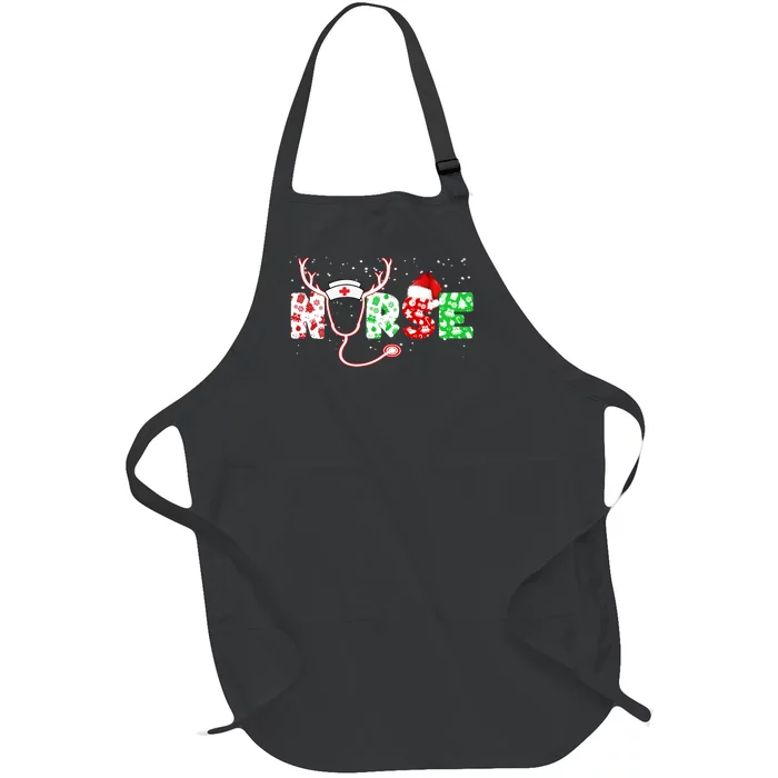 Cute Christmas Nurse Logo Full-Length Apron With Pocket