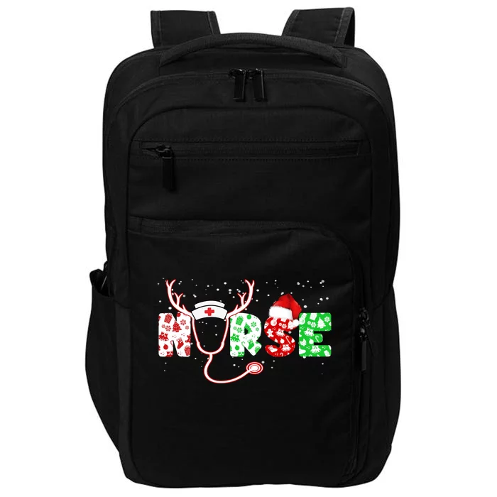 Cute Christmas Nurse Logo Impact Tech Backpack