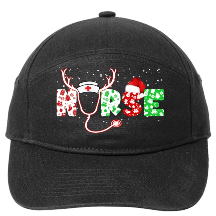 Cute Christmas Nurse Logo 7-Panel Snapback Hat