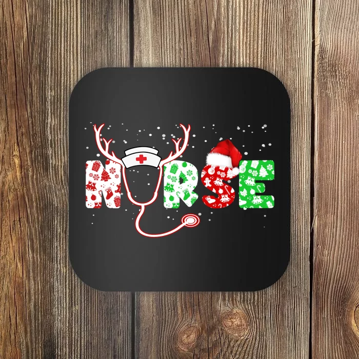 Cute Christmas Nurse Logo Coaster