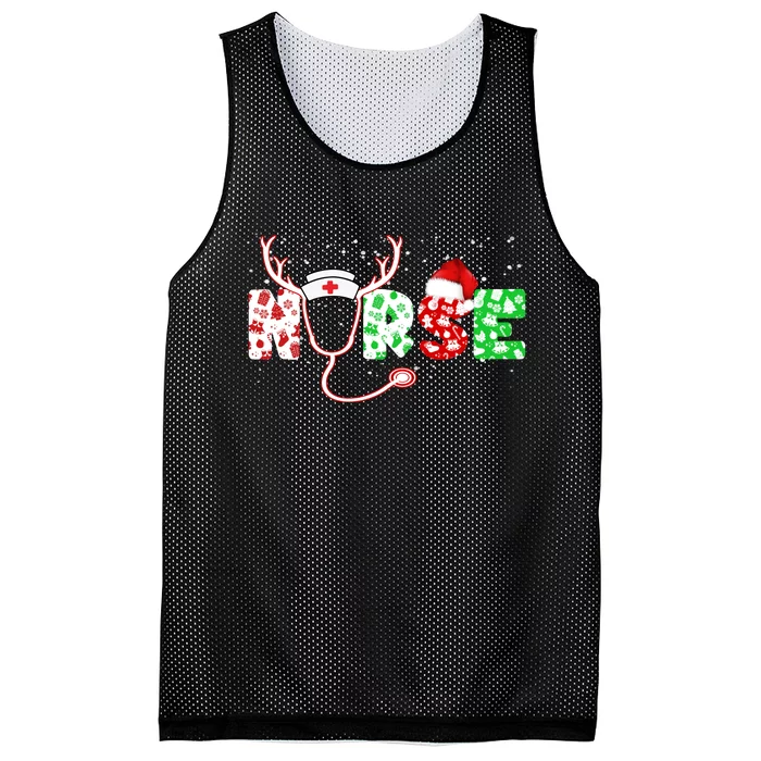 Cute Christmas Nurse Logo Mesh Reversible Basketball Jersey Tank