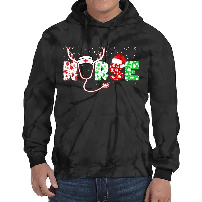 Cute Christmas Nurse Logo Tie Dye Hoodie