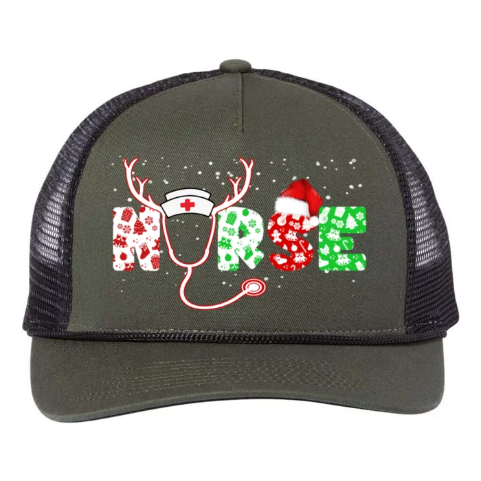 Cute Christmas Nurse Logo Retro Rope Trucker Hat Cap